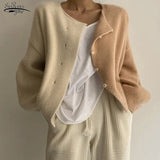 Sweater Women Loose Long-sleeve Knitted Cardigan Elegant Sweater Women Jacket 2021 Autumn Winter Simple Versatile
