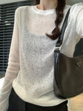 Solid Color Thin Long Sleeve Knit-Outfit