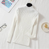 Autumn Rainbow Slim Solid Sweater Tops Pullover Knitted Sweater Women Casual Long Sleeve Office Lady Jumper Sweater