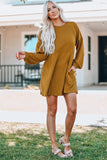 Waist Ribbed Round Neck