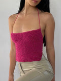 2022 Summer Y2K Green Knitted Strapless Crop Top Women Sleeveless Patchwork Vintage Bandage Sexy Tank Tops