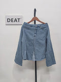 Women's Denim Loose Coat Long Flare Sleeve Burr Irregular Patchwork Solid Color Jackets 2024 Summer American Retro 29L1211-Outfit