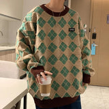 Men Hip Hop Sweaters Streetwear Retro Knitted Pullover Tops New Geometry Casual Knit Warm Pullover Harajuku Sweater