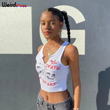 Puss 2021 Cyber Y2k Women Ribbed Graphic Tank Tops Fitness Sporty Sleeveless Vest Casual Streetwear Activity Slim Crop