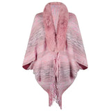 Autumn Winter Stoles Women Knitted Poncho Cape Vintage Striped Oversized Cardigan Tassel Long Shawl Scarf Sweater