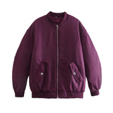 And Winter New Solid Color Loose Leisure Zipper Flying Jacket Cotton