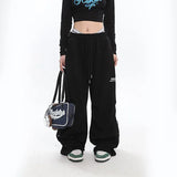 Waist Women Shirring Sweatpants Summer Fashion Streetwear Loose Wide Leg Pants Harajuku Casual Female Hip Hop