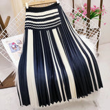 2021 New Hit Color Striped Skirts Japanese Streetwear High Waist Hip A-Line Skirt Korean Chic OL Pleated Faldas