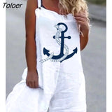 Summer Jumpsuits Fashion Anchor Print Suspender Jumpsuit Casual Sexy Sleeveless Romper Elegant