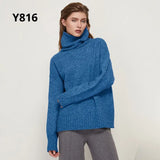 Elegant Solid Knitted Two Piece Set Women Turtleneck Batwing Long Sleeve Loose Sweater Full Length Casual Wide Leg