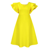Summer New Lotus Leaf Side High-Waist A-Shaped Dress Party