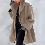 and American women's fashion plus size shawl collar woolen coat women's coat