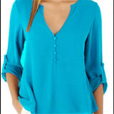 Women V-Neck Summer Casual Long Sleeve Silm Shirt Blouse Camisa Femme Tops Party New 8