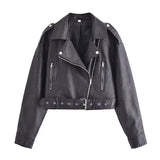 New Spring Style Skinny Leather Locomotive Jacket 4341730-Outfit