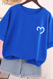 100 Cotton L-5XL Plus Size T Shirt Love Print Tshirt Short Sleeve Women's Tops Summer Kawaii Couple O Neck T