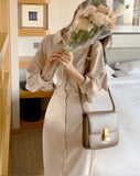 Spring Dress Girls Boho Solid Female Vintage Dress Party Oversize Long Sleeve Women Dresses Robe