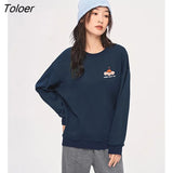 Women Sweatshirts 2022 Autumn Long Sleeve O Neck Loose Hoodie Cartoon Graphic Drop Shoulder Casual Streetwear