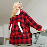 Oversize Hoodie Sweatshirt for Women Hoody Sweatshirt Winter Sherpa Blanket Coats Pull Femme Sweat Plaid Giant TV