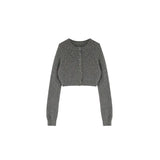 Crop Tops Women Casual Elegant White Knitted Cardigan Office Lady Pure Color Korean Sweater Coats Female 2022 Autumn