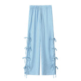 New Multi-Color Lace Bow Ornaments Loose Casual Trousers-Outfit