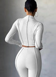 Ribbed Turtleneck Crop Top and Pants 2pc Set 618-0-Outfit