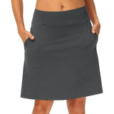 Solid Color Medium Waist Skirt Golf Skirt Sports Tennis Yoga Five-Point Skirt Trousers-Outfit