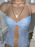 lace pleated slit cami