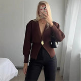 And Winter New Shaped Button Sweater Top Fashion Casual Simple Sense V-Neck