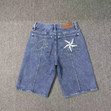 Summer New Direct Selling Trend Brand Devil Island Hip-Hop Water Washed Jeans Shorts Loose Leisure-Outfit
