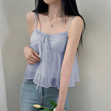 Fashionable Women's Wear Ins Online Celebrity Chao Brand New Fairy Style Wrinkle Loose Show Thin Vest-Outfit