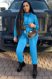 Casual Plain Long Sleeve Crop Hoodie And Sweatpants Two Piece