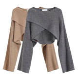 Long Sleeve Cross Irregular Knitted Sweater Women's Short Pullover Sweaters Autumn Winter 2022 Streetwear Y2K Tops