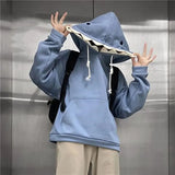 Deeptown Funny Shark Patchwork Hoodies Women Autumn Kawaii Sweatshirt Oversized 2021 Casual Long Sleeve Pullover School