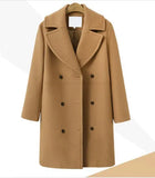 Women's Large Woolen Double-breasted Mid-length