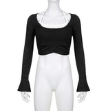 Split Horn Sleeve Pull-Rope Blouse Two-Piece Set Of New Spicy Girls In Spring And Summer 2024 Slim And Slim Suit-Outfit