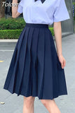 School Uniform Pleated Skirt Women Japanese Fashion Cute High Waist Knee-length A-line Skirt for Girls Preppy Casual