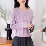 Dongmen Design Sense Minority Open-Shoulder Sweater Women's 2024 Autumn And Winter New High-End Relaxed Lazy Long-Sleeved Blouse-Outfit