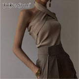 Solid Sleeveless Sexy Women Sweater Halter Off Shoulder Slim Knitted Tops Female Fashion Summer 2020