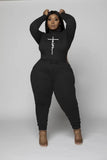 Print Turtleneck Shirt and Pants Plus Size 2 Piece