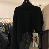 Elegant Warm Gentle Fashion Top Autumn Winter Solid High Neck Pullover Knitted Sweater Women Shawl Cloak Top Sweater