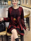 E-Commerce Spring And Autumn Wear Loose Sweater Sweater Hit Color Dress Women-Outfit