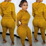 Two Piece Knitting Hoody Top and Pants