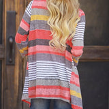 Women's 3/4 Sleeve Cardigans Striped Printed Open Front Draped Kimono Loose Cardigan 2021 Spring New