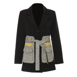 New Personality Design Fashion Special Material Eye-Catching Long Blazer
