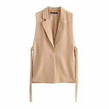 Women Jacket Elegant Office Lady Blazers Outwear White Sexy Split Fork Cape Suit Cape Sleeve Female Coat Spring Autumn-Outfit