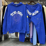 55555 Hip Hop Printed Letter Cobweb Hoodie Hoodie Couple Style Hoodie Trend-Outfit