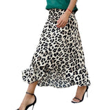 Women's Dress Skirt Leopard Print Skirt Tight Waist A-Skirt
