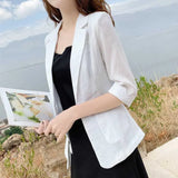 Toloer And Linen Imitation Hemp Small Suit Female 2024 Summer Thin Korean Version Leisure Slim Show Thin Professional Seven Minutes Sleeve Suit Coat-Outfit