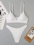 smocked V-neck bikini