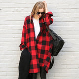 Loose Cotton Blouse Autumn New Arrival 2020 Long Tops Flannel Plaid Shirt Women Plus Size Button Up Shirts Long